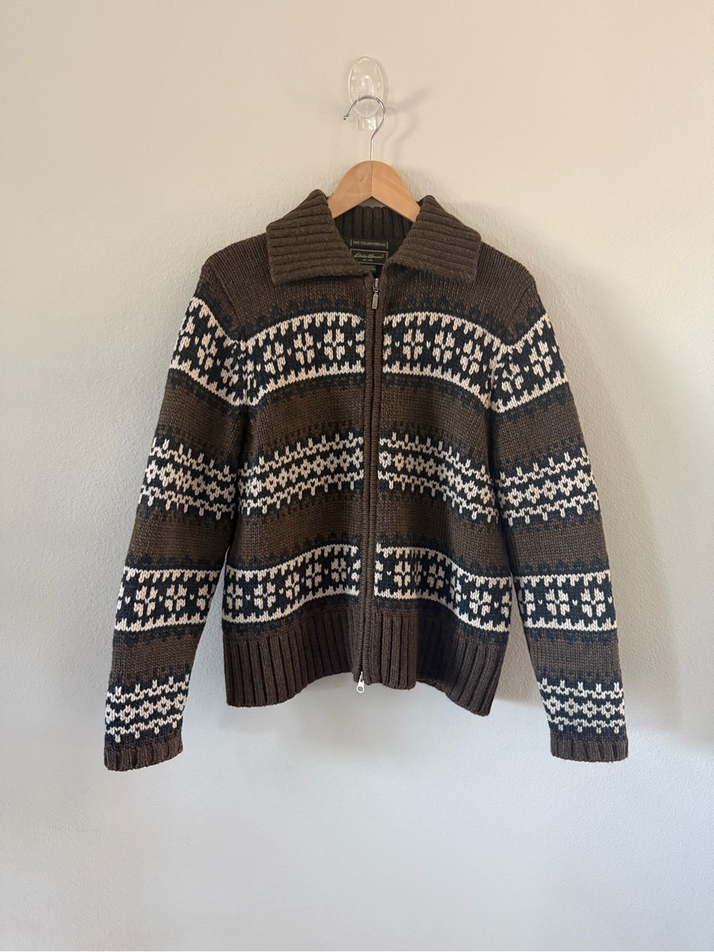 Vintage Eddie Bauer Women’s XL Merino Wool Fair Isle Full Zip Sweater
